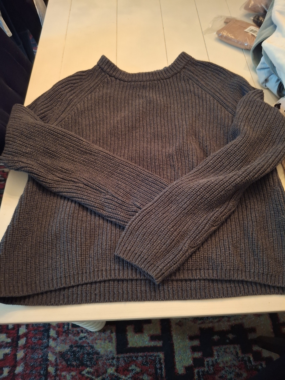 Quince Ribbed Crewneck Sweater in Charcoal Gray